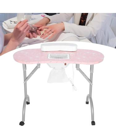 BYERZ BYERZ Pink Folding Manicure Table Professional Nail Art Station with Dust Collector and Hand Pillow - Buy Online on GoSupps.com