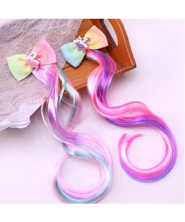 6-Piece Unicorn Hair Clips with Colored Wigs & Curly Ponytails - Princess Dress Up Headdress for Christmas - Multicolor - Buy Online on GoSupps.com