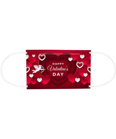 50PCS Disposable Face_Mask Valentine's Day Face_Mask for Adult Heart Shaped Design 3Ply Breathable Anti-Dust Safety Protection with Elastic Earloop & Nose Bridge - Buy Online on GoSupps.com