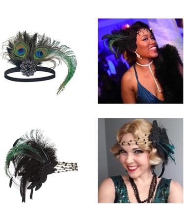 Feather Headband Lady Head-Chain Handmade Hair Headwear for Women Party Headpiece Roaring 1920s Art - Buy Online on GoSupps.com