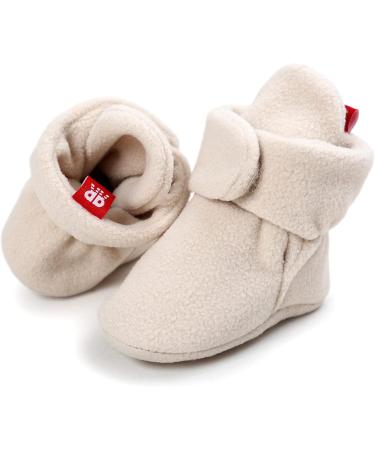 TMEOG Baby Booties Slippers | Infant Boots for Boys & Girls 0-18 Months | Soft Winter Sock Crib Shoes for Newborns | 0-6 Months | Beige - Buy Online on GoSupps.com