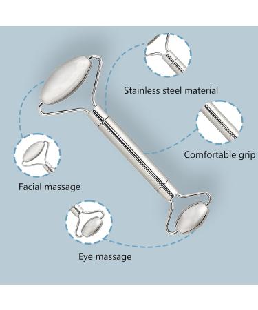 Stainless Steel Gua Sha & Facial Roller Massage Kit - 2 in 1 for Face Eyes & Body - Premium Skincare & Relaxation - Buy Online on GoSupps.com