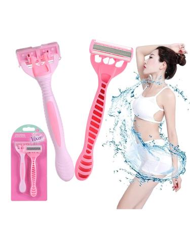 Dulspue razor women intimate razor for women razor women intimate area women's razor Venus razor women manual razor for women for leg hair armpit hair razor (2 pieces pink)