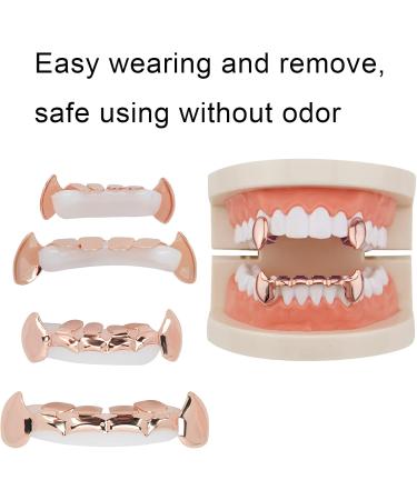 Hip Hop Teeth Reusable Copper Hip Hop False Teeth Set for Halloween Festival Teeth Decoration Brace with Easy Wearing and Remove (Rose Gold) - Buy Online on GoSupps.com