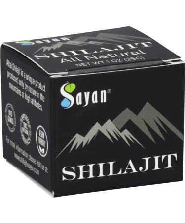 Sayan Pure Shilajit Resin 1oz / 25g Glass jar 250 Servings Highly Potent Organic Fulvic Acid Supplement Supports Immune System Memory and Focus Energy Booster Detox
