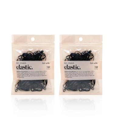 Kitsch No-Snag Mini Gummy Elastic Hair Bands for Hair Styling | Braids | Ponytails | Holiday Gift Hair Ties for Toddlers | 200 Pcs | 2pack (Black)