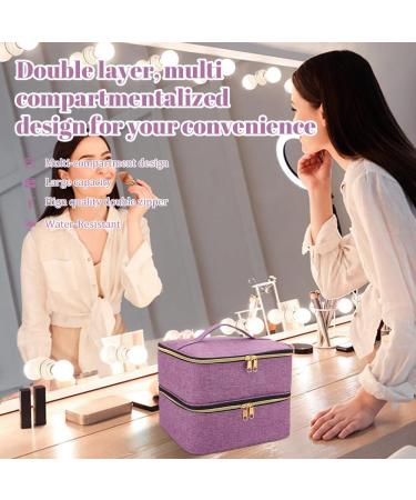 Waterproof Double Layer Nail Polish Storage - Adertos Purple Nylon Organizer for 30 Bottles & Accessories - Buy Online on GoSupps.com
