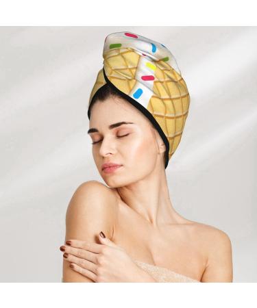 White Ice Cream Microfiber Hair Towel - Super Absorbent Coral Velvet Wrap for Long Curly & Thick Hair - Quick Dry Hair Cap for Women - Buy Online on GoSupps.com