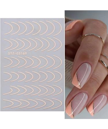 French Line U-Shaped Nail Art Stickers - 8 Sheets Exquisite Decals in Gold, Silver, Black, and Rose Gold for Women and Girls - Buy Online on GoSupps.com
