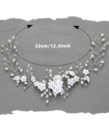 ISLHJDD Flower Bride Wedding Hair Vine Pearl Hair Accessories Bridal Hair Clip Bridal Headband Headpiece for Women and Girls (Silver) - Buy Online on GoSupps.com