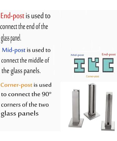 Glass Balustrade Square Post Stainless Steel Balcony Guardrail 85/90/95/100/105cm (33.4/35.4/37.4/39.3/41.3In) for Indoor Outdoor Attic Fence Stair Balcony Deck Corner Post 850mm /33.4in Mid Post 900mm/35.4in - Buy Online on GoSupps.com