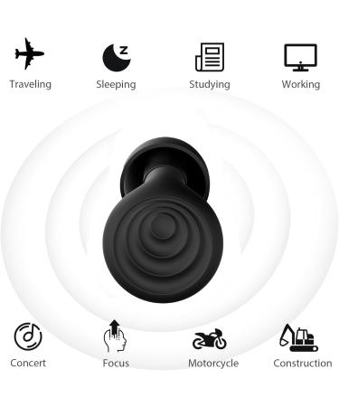 Ear Plugs for Noise Reduction - Reusable Silicone Hearing Protection for Sleep Work & Study - Available in XS/S/M/L - 27dB Noise Cancelling - Black - Buy Online on GoSupps.com