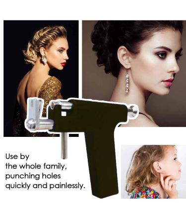 Professional 98 Pcs Ear Piercing Gun Tool Set with Studs & Backs - Painless Stainless Steel Kit in Black - Buy Online on GoSupps.com