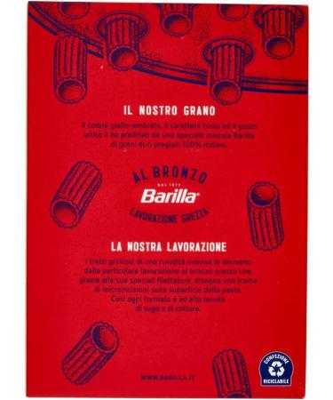  Italian Gourmet E.R. Barilla Mezzi Rigatoni al Bronzo Pack of 5 Bronze Extruded Pasta 400g Raw Processing Method + Italian Gourmet Polpa 400g - Buy Online on GoSupps.com