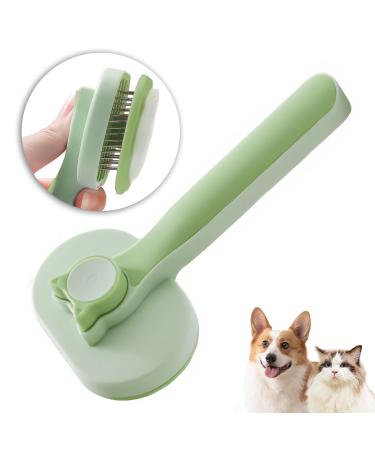 Cat brush self-cleaning pet brush for long hair and short hair removes loose fur and dirt green - Buy Online on GoSupps.com