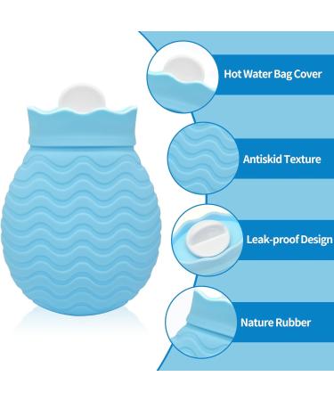 320ml Mini Hot Water Bottle with Soft Cover - Sky Blue | Silicone Warmers for Menstrual Pain Neck Relief & Cozy Comfort - Buy Online on GoSupps.com