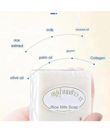 Rice Milk Soap Bar Thai Rice Soap Thai Rice Milk Soap Collag en Milk Whitening Soap Collage n Milk Whitening Soap For Hand Face Body Moisturizing Handmade Thai Rice Soap - Buy Online on GoSupps.com
