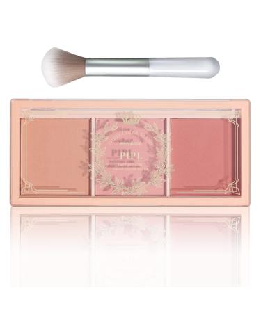 Blushers for Cheeks 3 In 1 Color Matte Face Blush Make Up Powder Makeup Blusher for Long-Lasting Sweat-Resistant Non-Greasy Blush Glow Matte Brighten Skin Natural Look (#01) #01 2 Piece Set