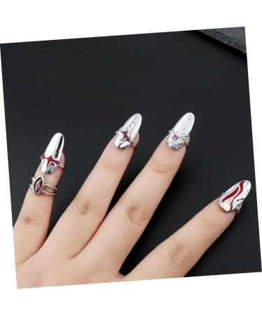 Healeved 4 Sets Nail Ring Women Finger Decor Womans Rings Jewelry Nail Tip Ring Nail Jewels Ring for Ring Jewelry Rings for Jewelry for Nail Jewelry White Zinc Alloy - Buy Online on GoSupps.com