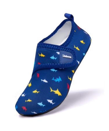 Limberun Water Shoes Kids Boys Girls Swim Aqua Sports Shoes Quick-Dry Barefoot Lightweight Pool Beach Non Slip Socks for Toddler Shoe 11-11.5 Little Kid Shark-blue