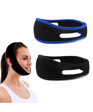 2PCS Anti Snoring Chin Strap Breathable Flexible Adjustable Anti Snoring Devices Anti Snore Chin Strap Comfortable Natural Snoring Solution Stop Snore Chin Strap for Men Women Enhanced Night Sleep