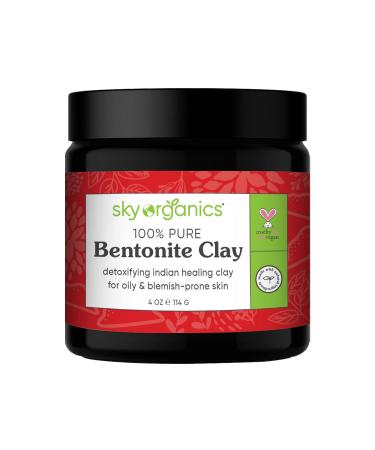 Sky Organics Indian Healing Clay with Detoxifying Bentonite Clay for Face, 100% Pure to Detoxify, Purify & Cleanse, 4 Oz. 4 Ounce (Pack of 1)