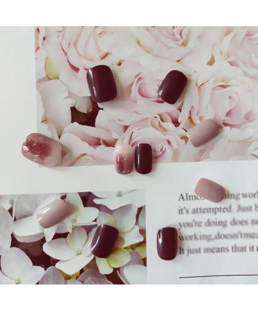 Press on Nails 3 Sets Gold Foil Blooming Fake Nail Short Round Head Press-on Nails Autumn Winter Artificail Nails Nail Stickers for Women Girls (Color : A) (Color : A) (A) - Buy Online on GoSupps.com