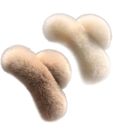 Fluffy Hair Clips 5.1 Inch Large Strong Hold Fuzzy Claw Clip for Thick Hair Nonslip Winter Half Bun Hairpins Hair Jaw Clips Gifts Khaki Barrettes - Buy Online on GoSupps.com