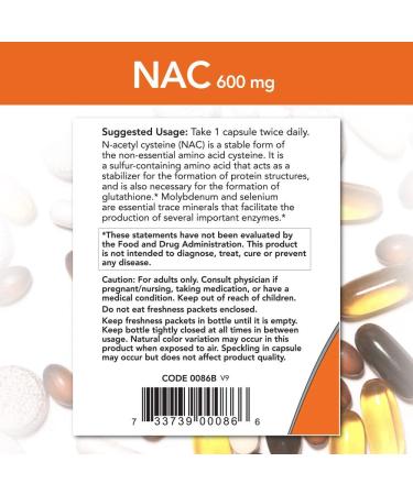 Now Foods NAC-Acetyl Cysteine 600mg 250 Vcaps - 500 (250x2) Supply - Buy Online on GoSupps.com