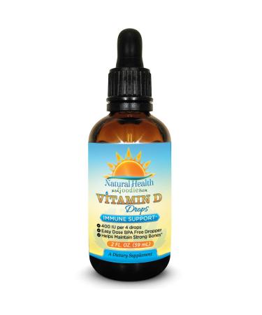 Vitamin D Drops for Baby Kids and Adults - Pure Liquid D3 - Easy Dose Dropper - 2 Ounce Supply from Natural Health Goodies
