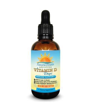 Vitamin D Drops for Baby Kids and Adults - Pure Liquid D3 - Easy Dose Dropper - 2 Ounce Supply from Natural Health Goodies - Buy Online on GoSupps.com