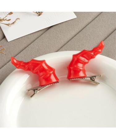 xbiez 1pair Devil Horn Shape Hairpins Hot Girls Goth Duckbills Hair Clip Halloween Goth Ponytail Braids Hair Clip for Woman Red - Buy Online on GoSupps.com