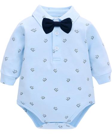Famuka Baby Boy Formal Tuxedo Suit with Bows Waistcoat & Hat - 9 Months (Blue) | 4 PCS Set - Buy Online on GoSupps.com