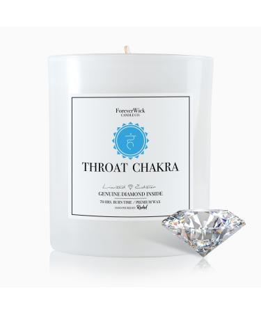 Foreverwick Throat Chakra Candle | Aromatherapy Candle | Soy Wax Natural Candles | Rock Quartz Crystals Candle | Bergamont Aroma Therapy Scented Candle | Zinc Free Wick Candle |14 oz Organic Candle