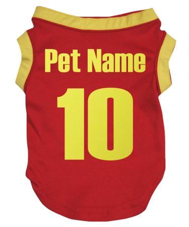 Petitebelle Puppy Clothes Dogs National 10 Cotton Jersey Customizable Red Medium