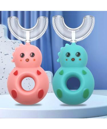 U-Shaped Cartoon Dinosaur Toothbrush for Kids | Silicone Baby Tooth Cleaning Tool - Safe & Effective - Buy Online on GoSupps.com