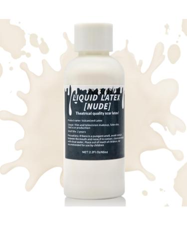 2.2 fl oz Liquid Latex Halloween SFX Makeup Kit Clear Adhesive Latex Glue for Skin Special Costume Effects for Realistic Scar Cut Wounds Peeling Skin Wrinkes Burns Light Flesh Body and Face Glue