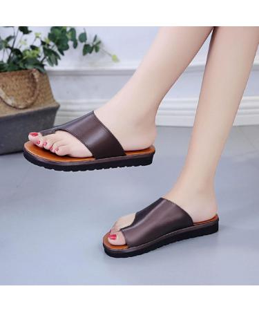 Bunion Corrector Sandals for Women - Pain Relief Hallux Valgus Symptoms - 5.5 Khaki - Buy Online on GoSupps.com