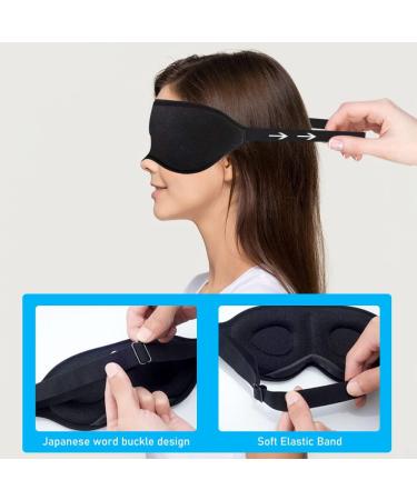 3D Contoured Cup Sleep Eye Mask for Men Women - Adjustable Strap, Molded Night Blindfold for Travel & Meditation - Black - Buy Online on GoSupps.com
