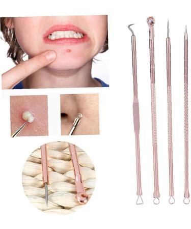 4 Pcs / Set Blackhead Removal Tool Pimple Cleaning Tool Kit Stainless Steel Acne Pimle Extractor Acne Remover Tool with Box (ROS & Eacute Gold) Durable Design - Buy Online on GoSupps.com