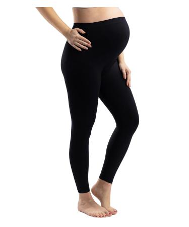 BABYGO Maternity Leggings TriStretch for Pregnant Women|Seamless Over The Bump Pregnancy Comfort Wear|Squat Proof Yoga Exercise Sports Active Pants M Black