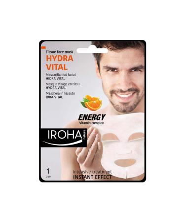 IROHA NATURE Iroha Nature - Hydra Vital Tissue Face Mask for Men with Vitamin C 1 Unit | Vitamin Complex Moisturizing Mask for Men | Anti-Fatigue Mask