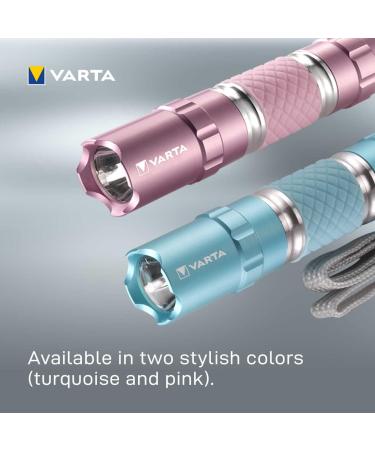 Varta LED Flashlight with AA Battery - Turquoise Pocket Lamp Aluminum Housing Easy Grip Perfect for Dark Environments - Buy Online on GoSupps.com