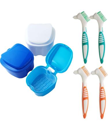 GXXMEI 3PCS Denture Case with Denture Brush Toothbrush