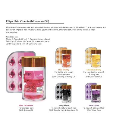 Ellips Hair Vitamins - Argan, Macadamia, Avocado Oils - Vitamins A, C, E, Pro-Vitamin B5 - 50 Capsules (Purple) - Buy Online on GoSupps.com