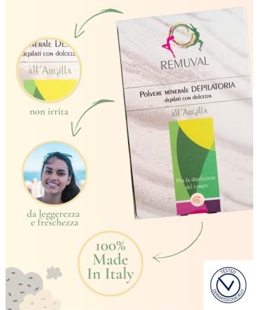  Carone CARONE Cosmetic "Remuval" 100% Made in Italy Mineral Hair Removal Powder 2 x 100 g With Green Clay Hair Removal Cream for Men and Women Also for Sensitive Skin Natural Hair Removal Cream - Buy Online on GoSupps.com