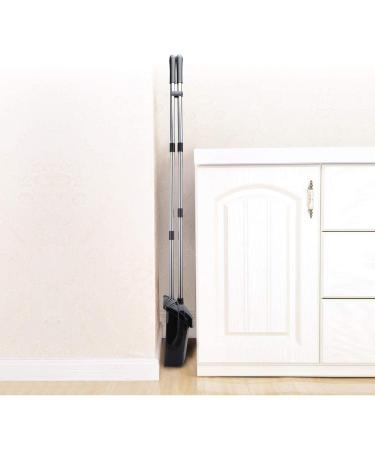 Indoor Upright Broom and Dustpan Set with Lid - Long Handle Sweeper for Home, Office, Kitchen, Garden - Ideal for Pet Hair - Dark Black - Buy Online on GoSupps.com
