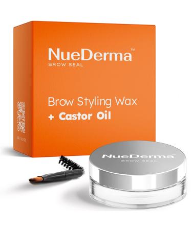 NueDerma - Brow Seal with Castor Oil - Clear Eyebrow Gel  Brow Wax  Waterproof Eyebrow Makeup  Brow Styling Wax for Feathered & Fluffy Brows - 1 OZ