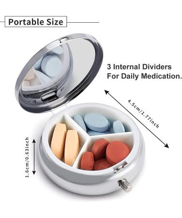 Portable 3-Compartment Pill Organizer | Decorative Metal Medicine Case - Set of 4 | Ideal Gift for Vitamins & Medications - Buy Online on GoSupps.com