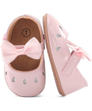 LACOFIA Baby Girls Anti-Slip First Walking Shoes | Bowknot Mary Jane Princess Party Shoes | 3-6 Months | Pink - Buy Online on GoSupps.com